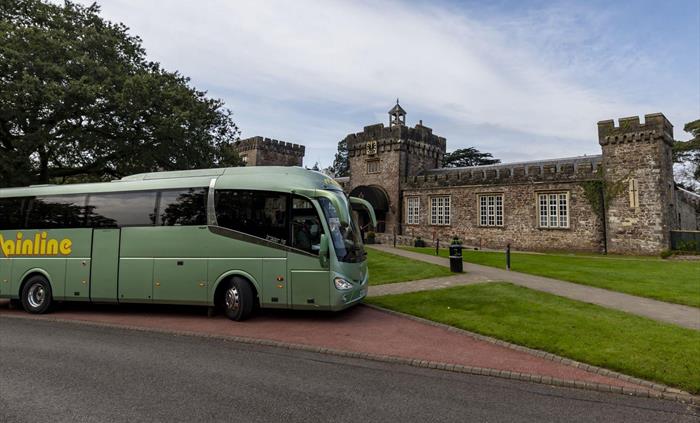 Mainline coach outside Hensol Castle Distillery